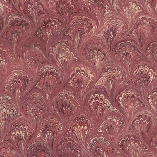 Hand Marbled Paper Peacock Pattern in Burgundy ~ Berretti Marbled Arts